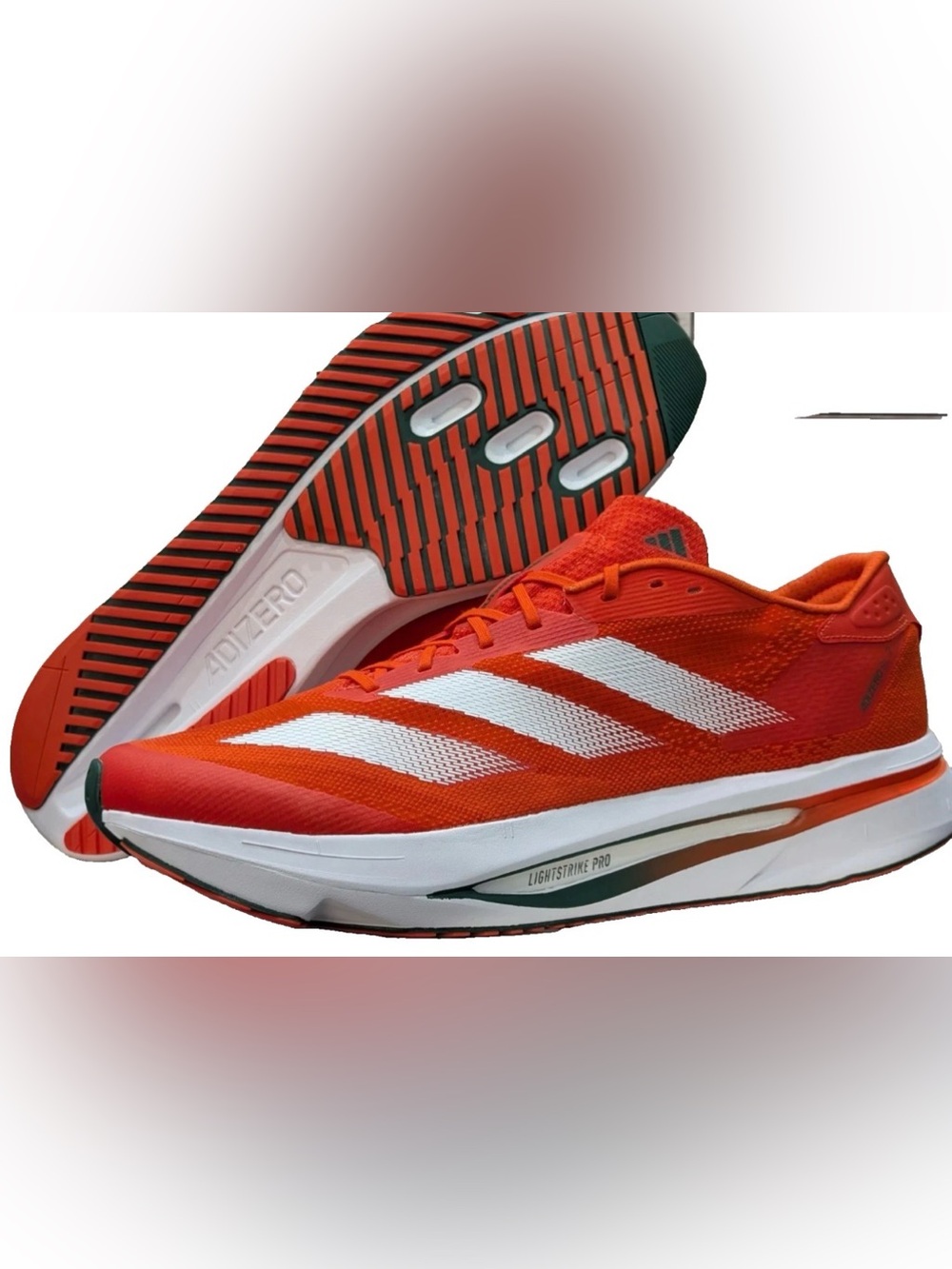 Adidas Miami Hurricanes Orange Adizero SL2 Running Shoes Mens Size 16 JQ0240